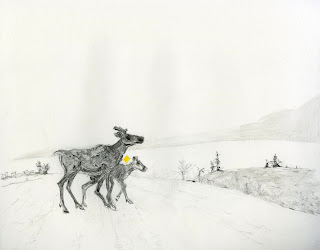 Unfinished Bridge — caribou crossing Alaska Highway